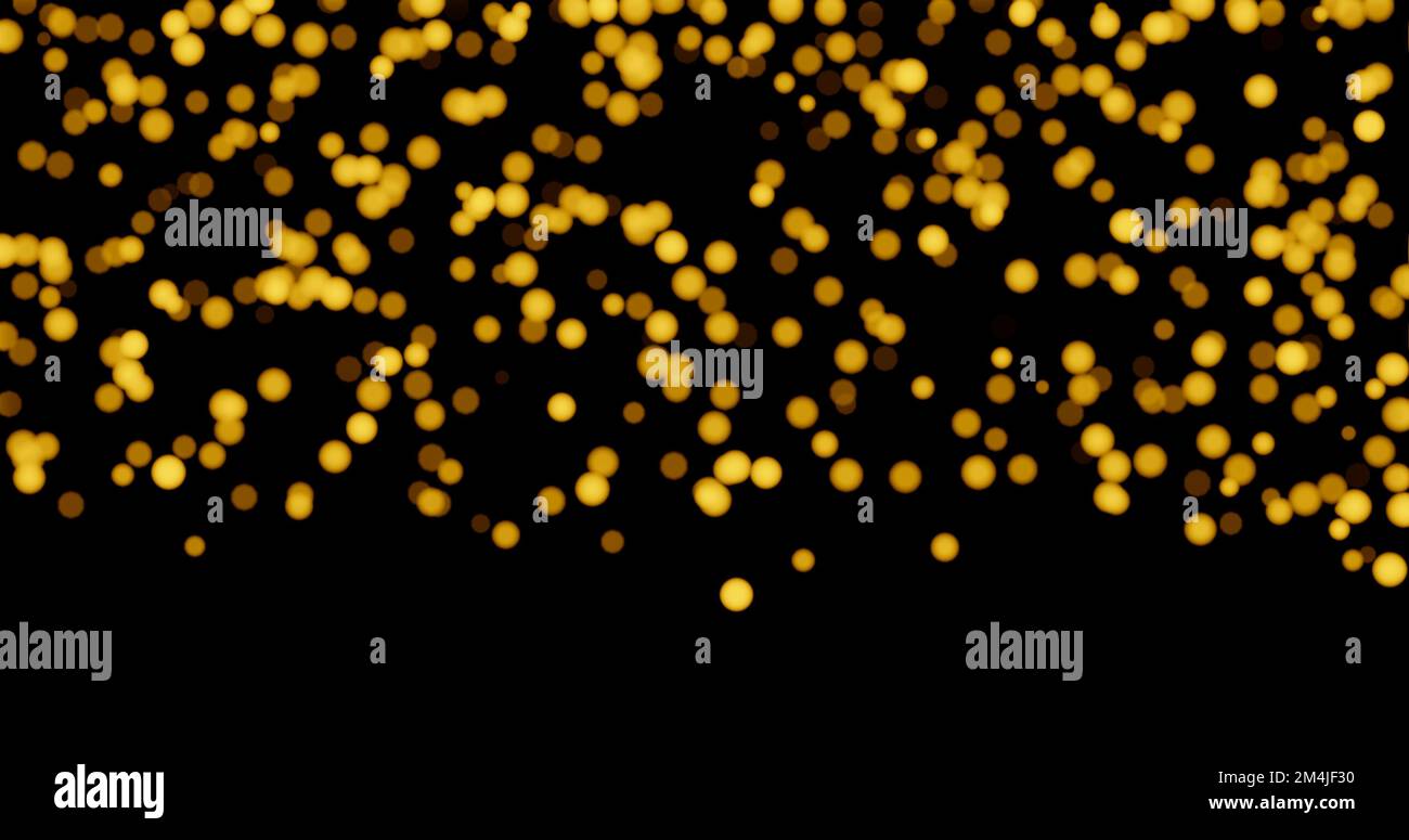 Golden blurred bokeh lights on black background Stock Photo - Alamy