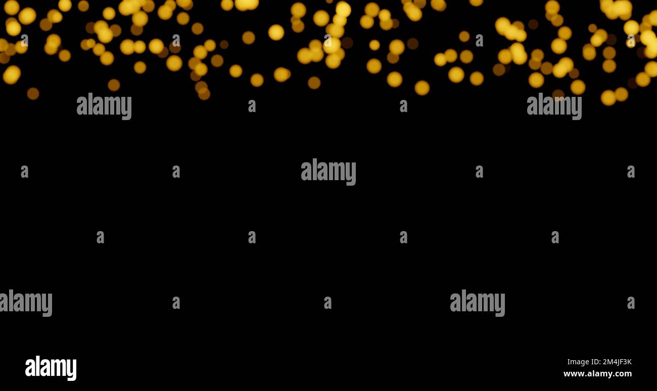 Golden blurred bokeh lights on black background Stock Photo - Alamy