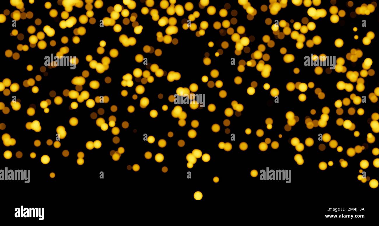 Golden blurred bokeh lights on black background Stock Photo - Alamy