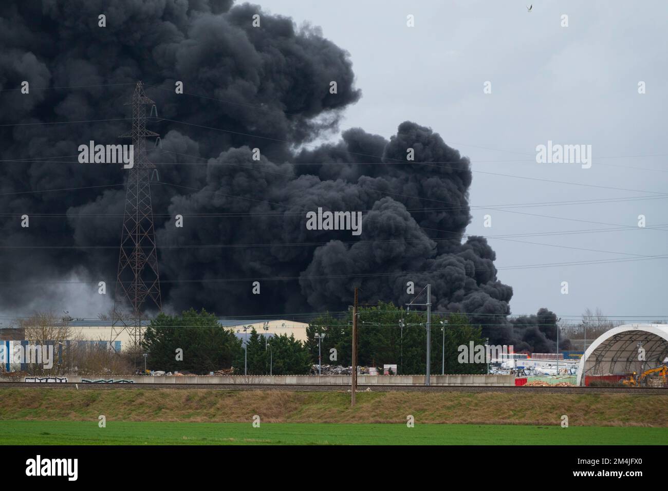 France, Loiret (45), Chaingy, Les Pierrelets industrial zone, fire at