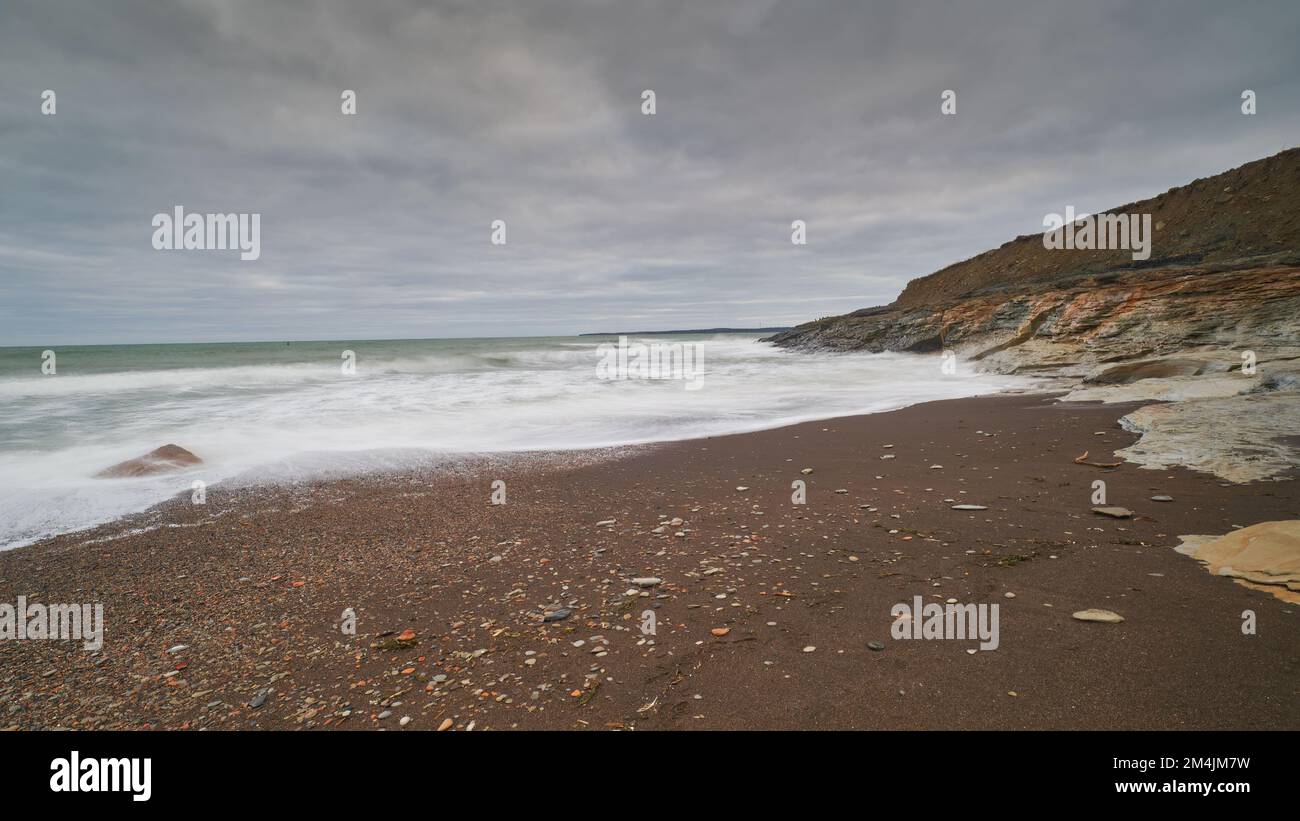 Surf washing on shore at Table Head Beach in Glace Bay a head of a