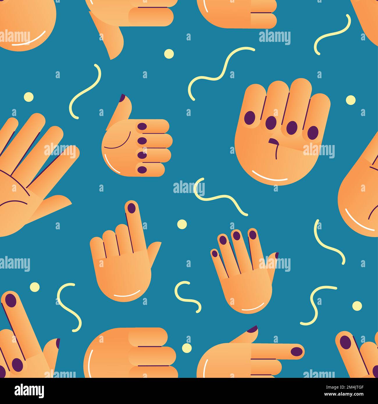 Seamless pattern background with different hand gesture icons Vector Stock Vector