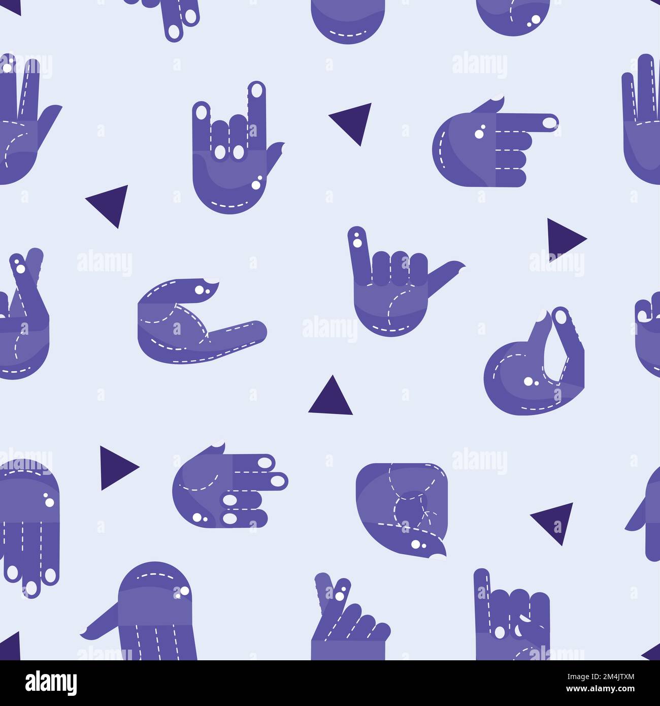 Seamless pattern background with different hand gesture icons Vector Stock Vector
