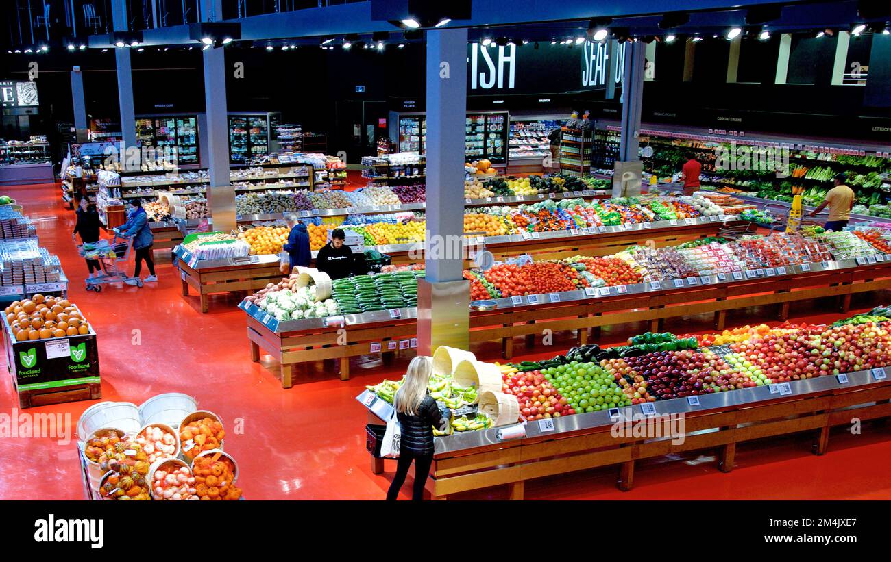 Vegetable and fruit departments of the shopping supermarket Stock Photo