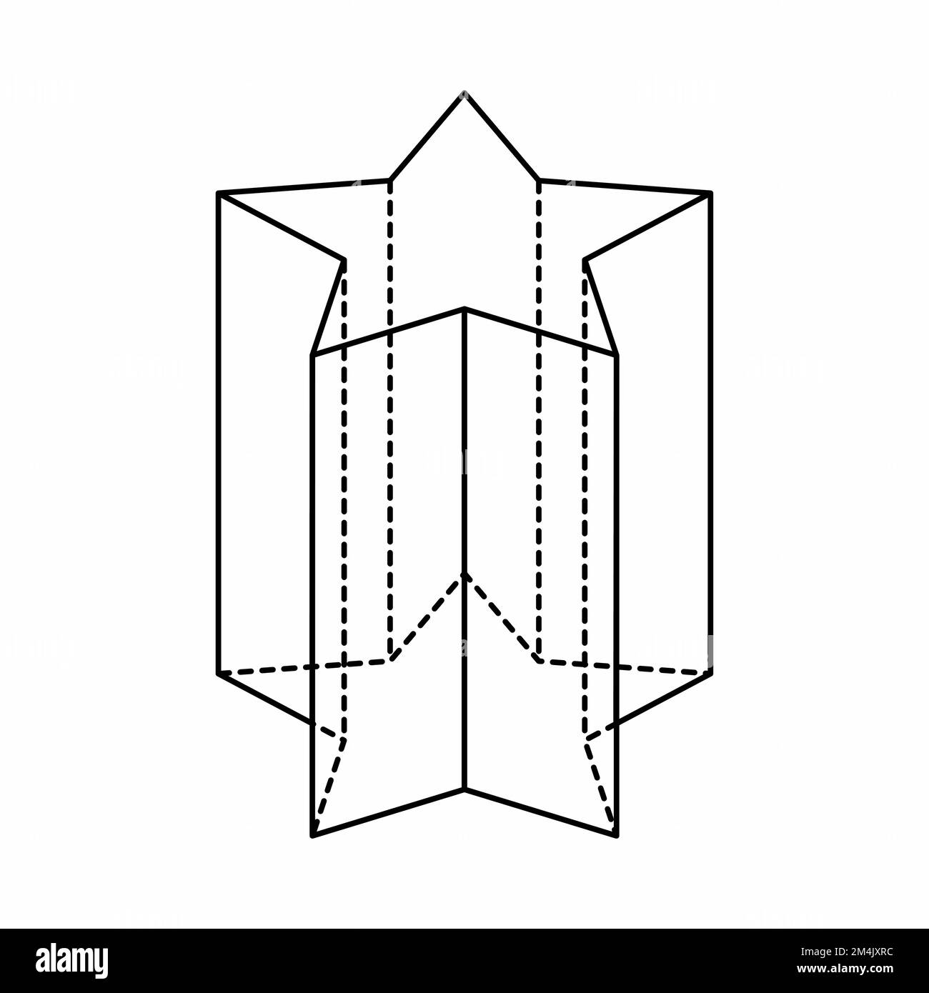 Pentagrammic prism, 3D geometric shape isolated on white background