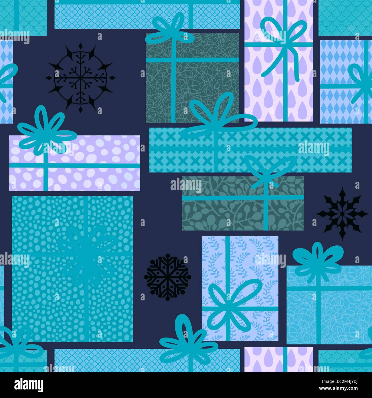 Festive gifts box seamless cartoon doodle pattern for Christmas and ...