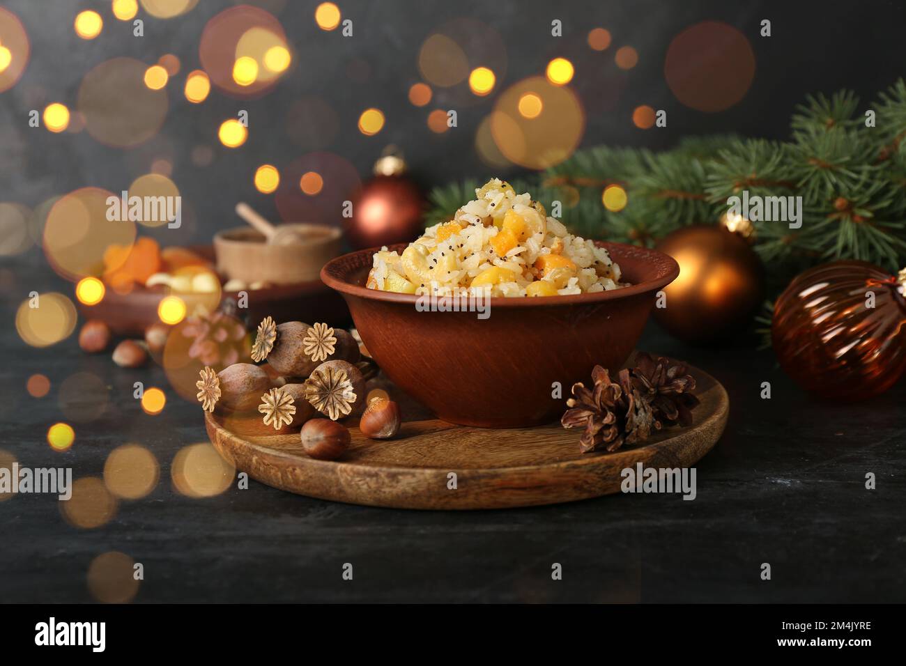 Ukraine Rice Bowl of Ukrainian rice Kutya dish on dark table Stock Photo - Alamy