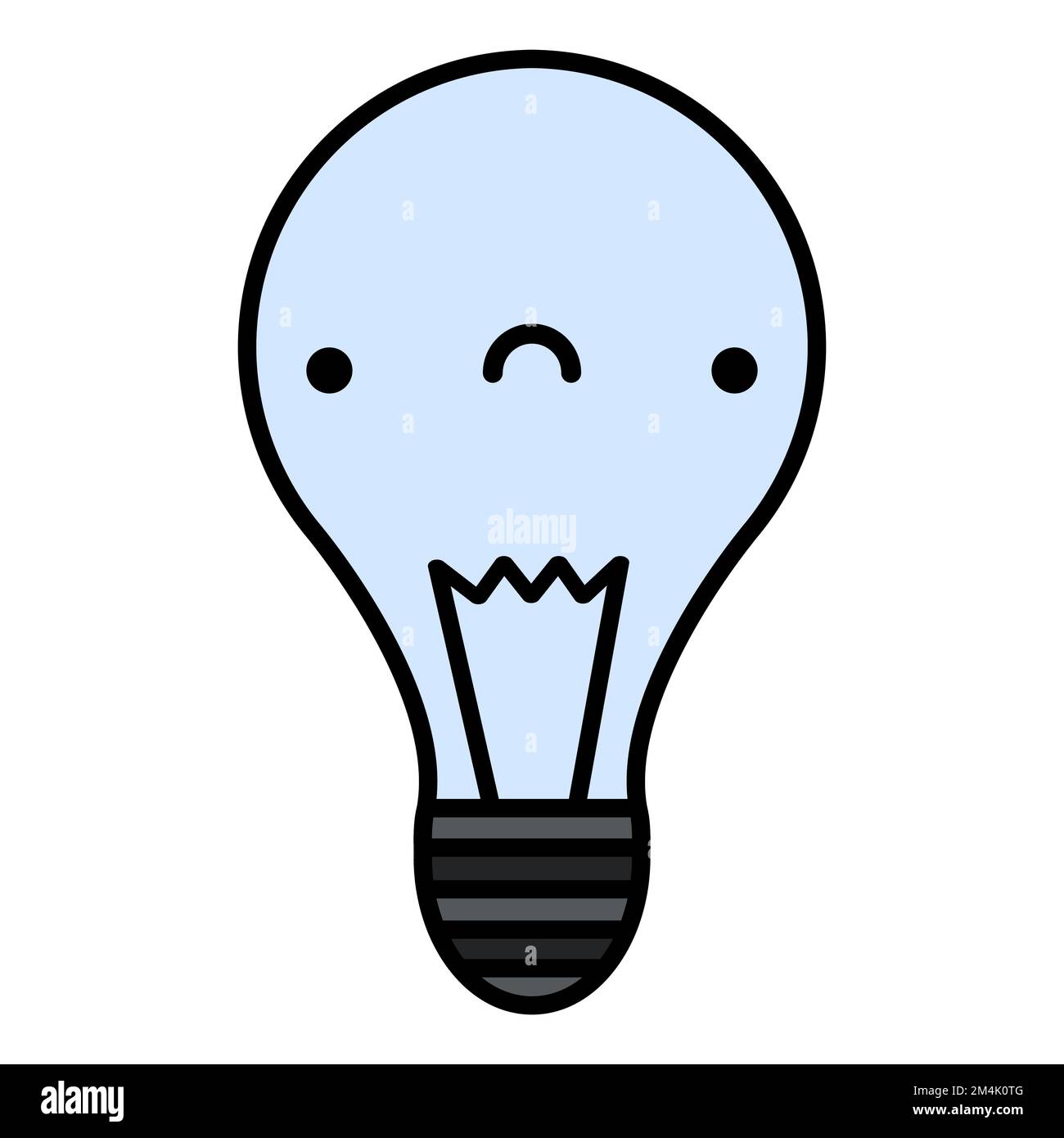 Cartoon sad light bulb. Vector simple illustration. Stock Vector