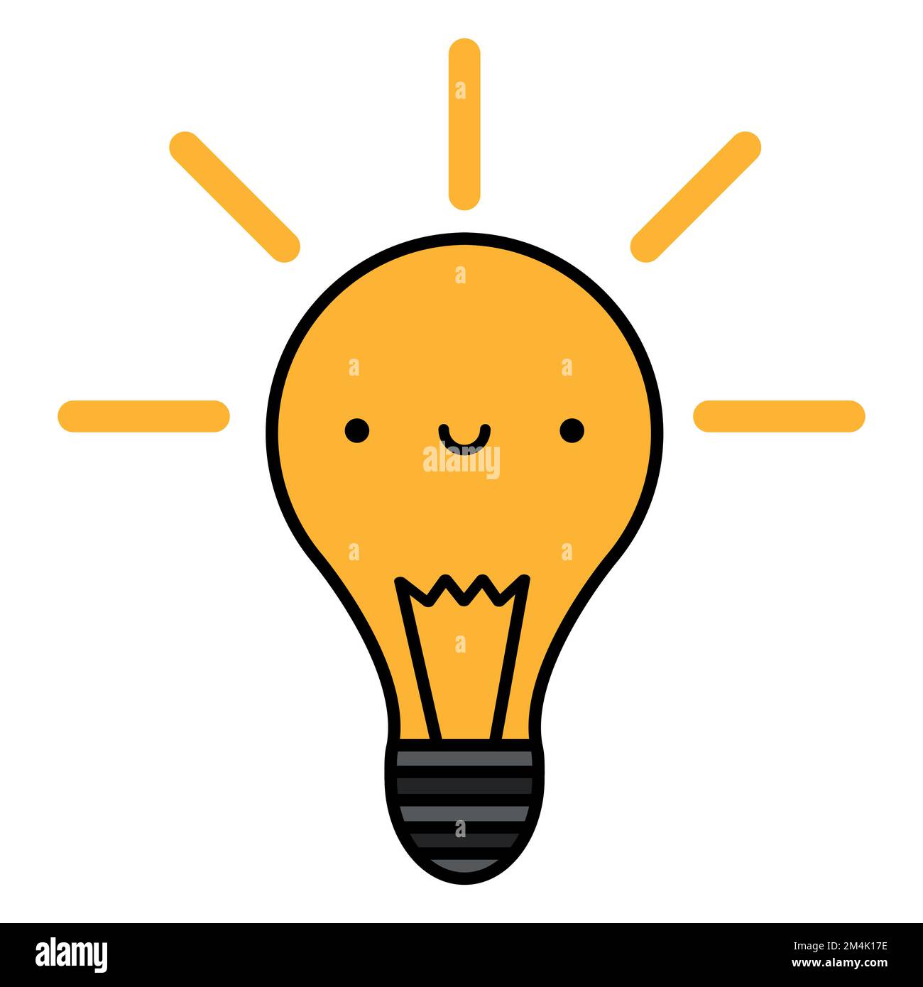 Cartoon joyful light bulb. Vector simple illustration. Stock Vector