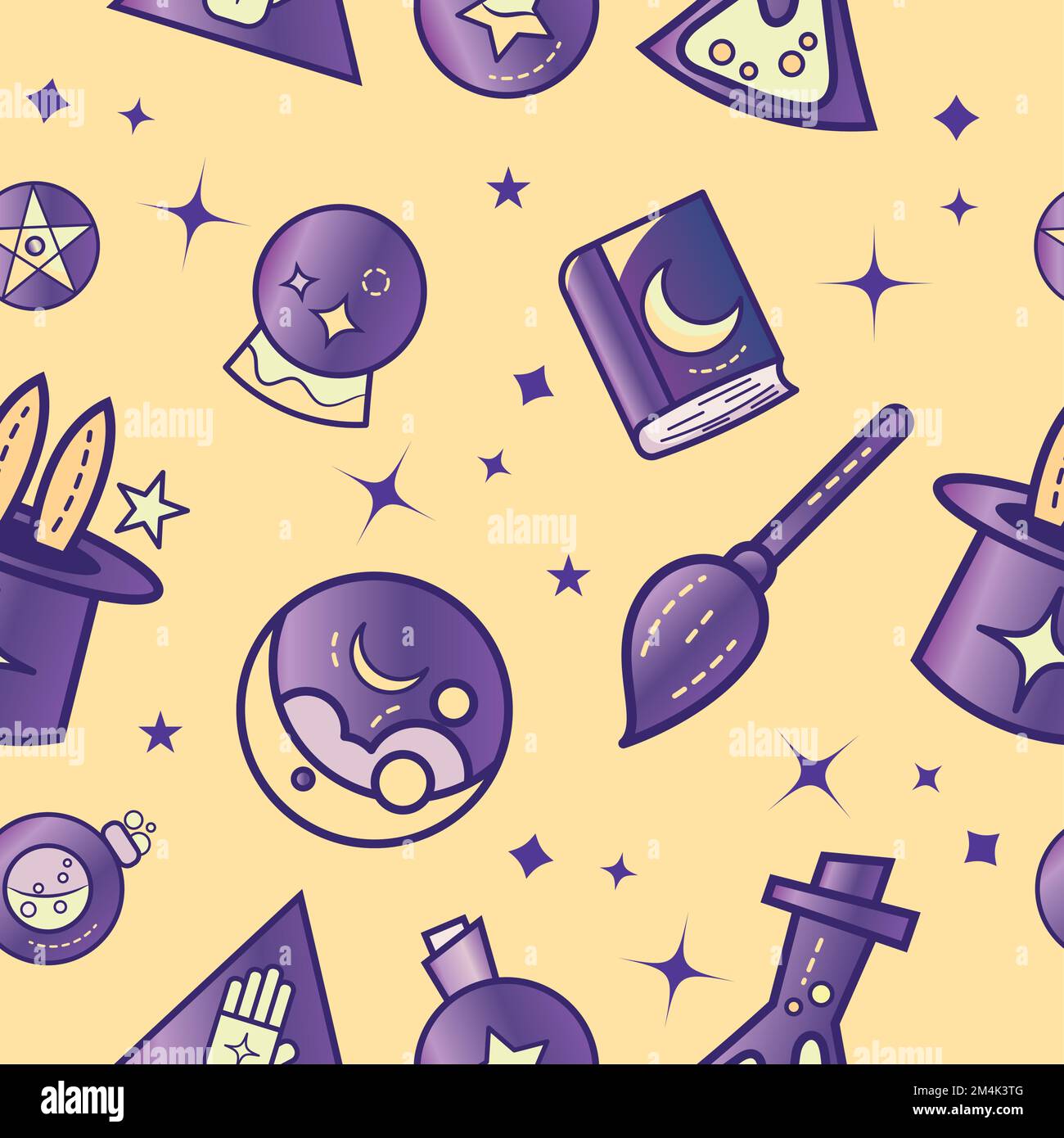 Seamless pattern background with magic icons Vector Stock Vector Image ...