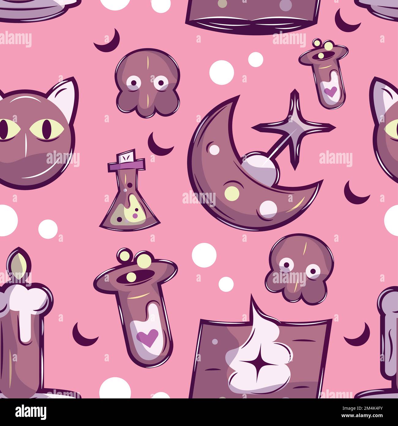 Seamless pattern background with magic icons Vector Stock Vector Image ...