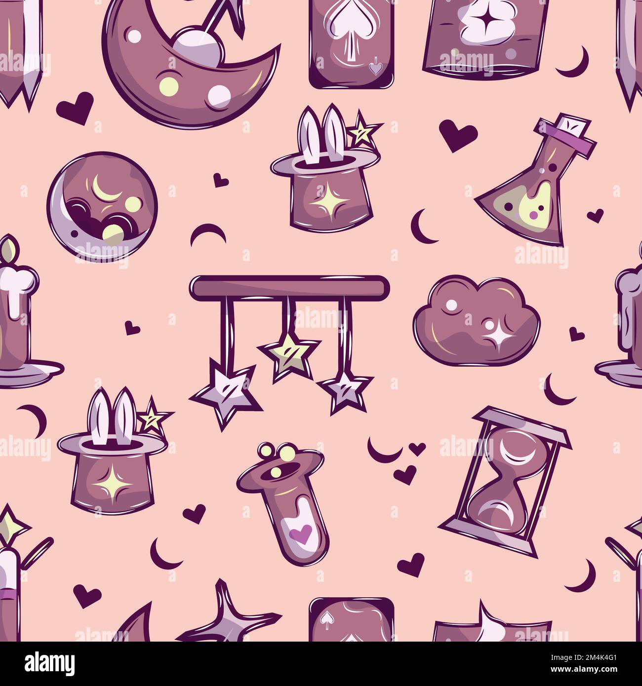 Seamless pattern background with magic icons Vector Stock Vector Image ...