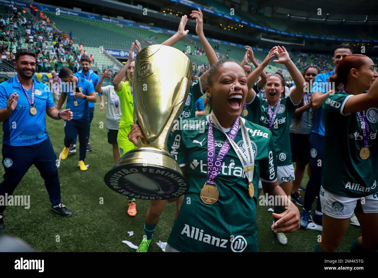 Sao Paulo, Sao Paulo, Brasil. 21st Dec, 2022. Sao Paulo (SP), 21/12/2022 -  FUTEBOL/FINAL/PAULISTA/FEMININO/PALMEIRAS/SANTOS - O Palmeiras e Campeao  Paulista em cima do Santos pelo placar de 2x1, na tarde desta quarta-feira (