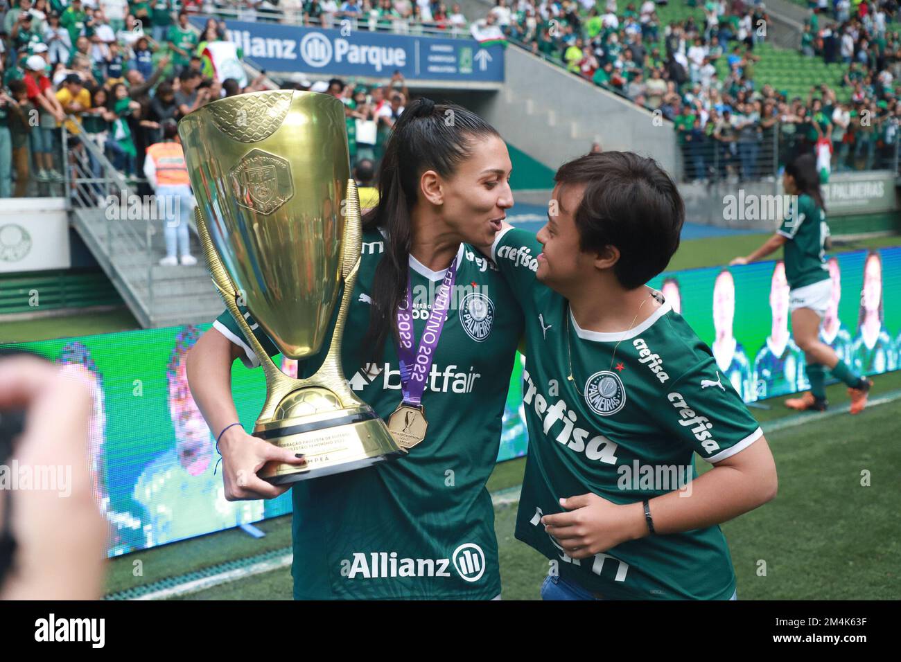 Sao Paulo, Sao Paulo, Brasil. 21st Dec, 2022. Sao Paulo (SP), 21/12/2022 -  FUTEBOL/FINAL/PAULISTA/FEMININO/PALMEIRAS/SANTOS - O Palmeiras e Campeao  Paulista em cima do Santos pelo placar de 2x1, na tarde desta quarta-feira (