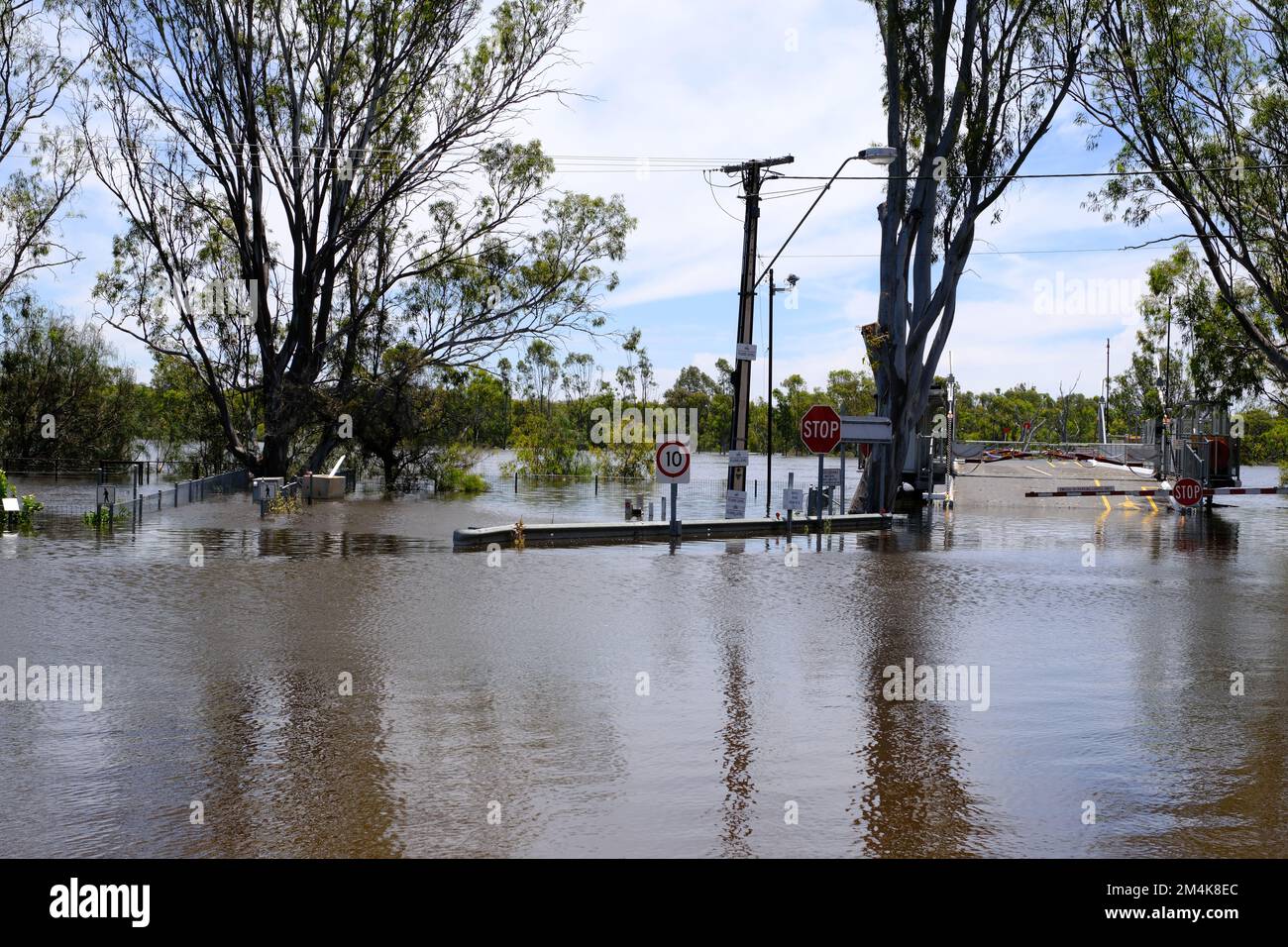 Flooding at Swan Reach in South Australia during the flooding of the River Murray in 2022 Stock Photo