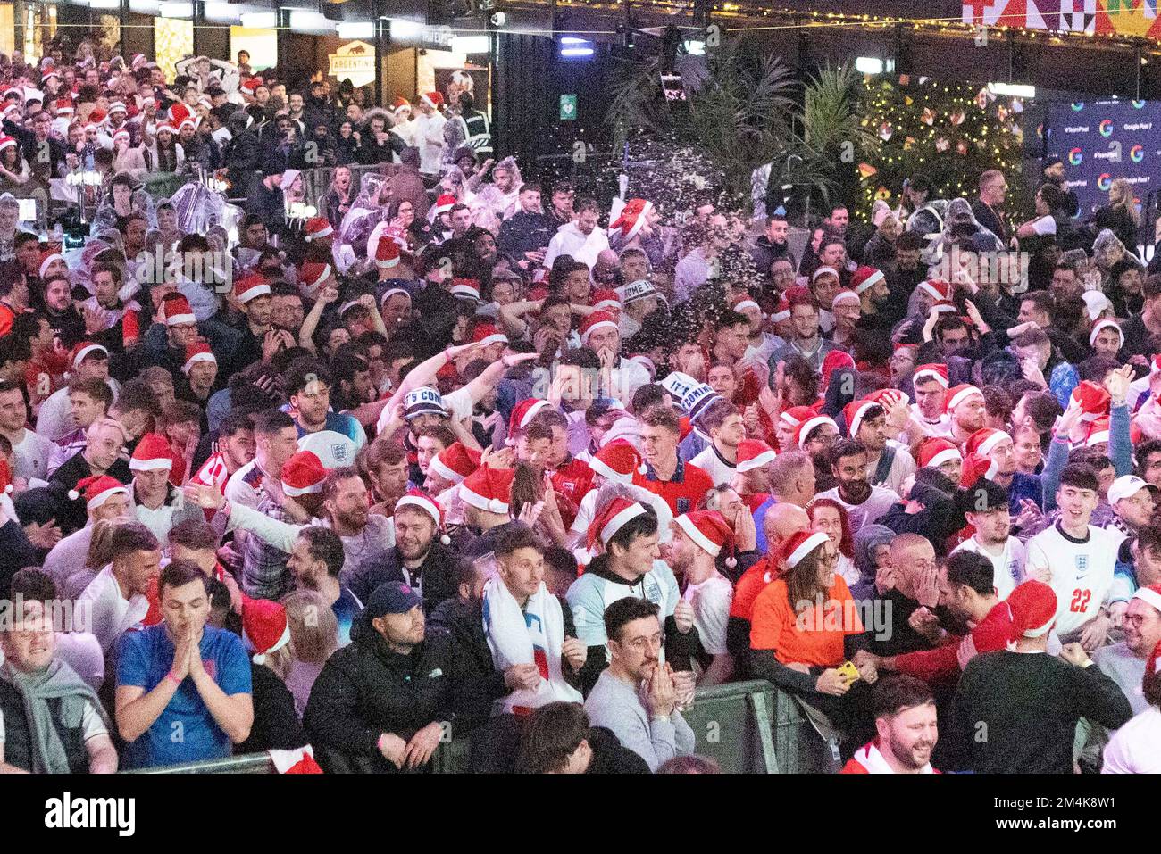 England fans at Boxpark, Wembley, London this evening to watch FIFA
