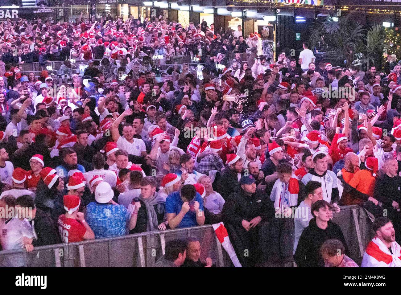 England fans at Boxpark, Wembley, London this evening to watch FIFA