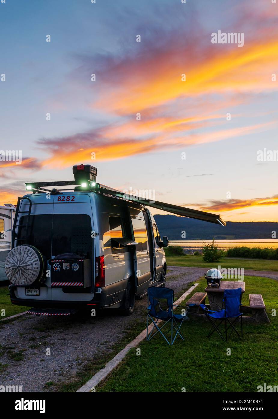 Airstream Interstate 24X 4WD campervan at sunset; White Swan Park