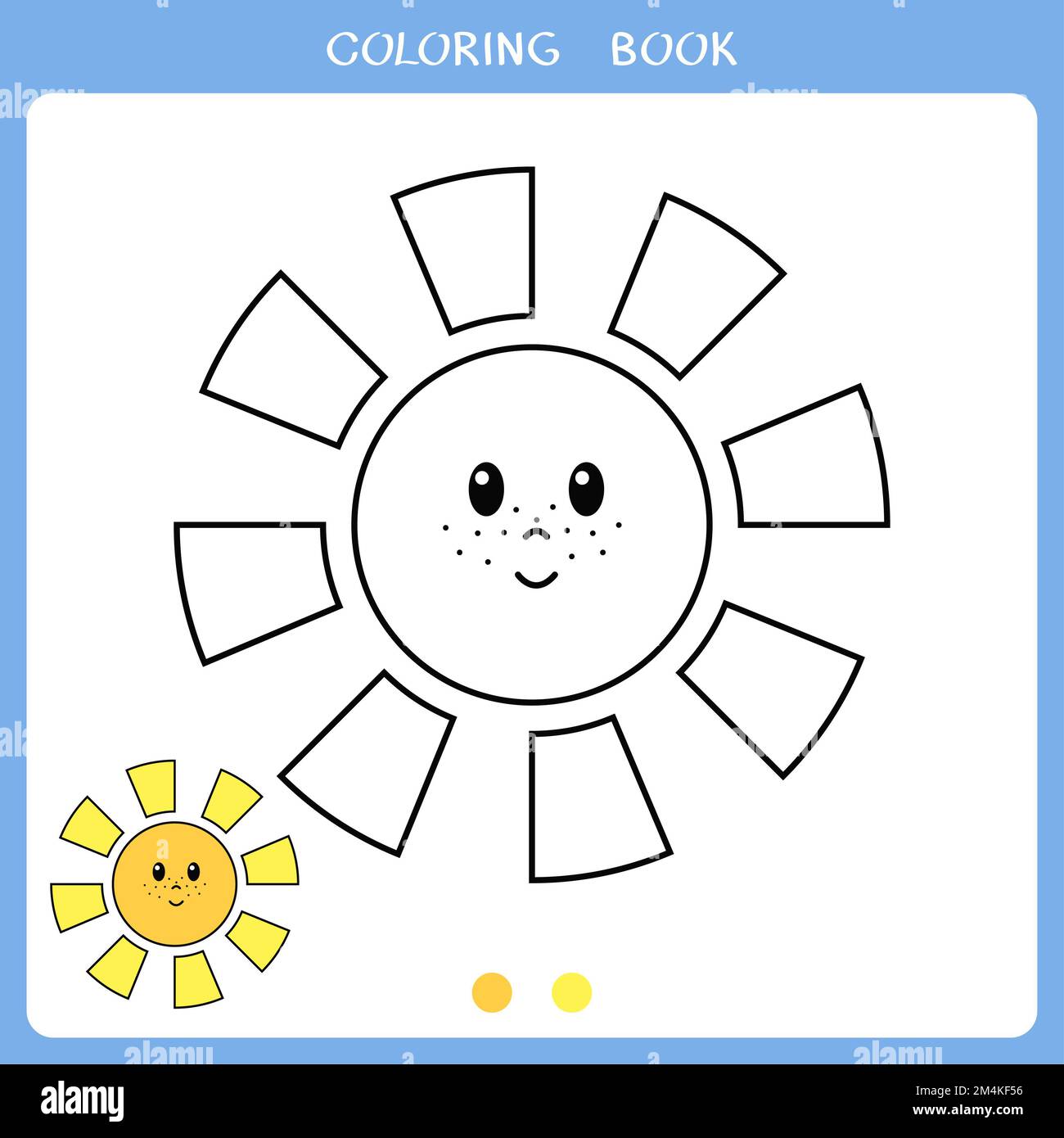 Simple educational game for kids. Cute sun for coloring book Stock Photo