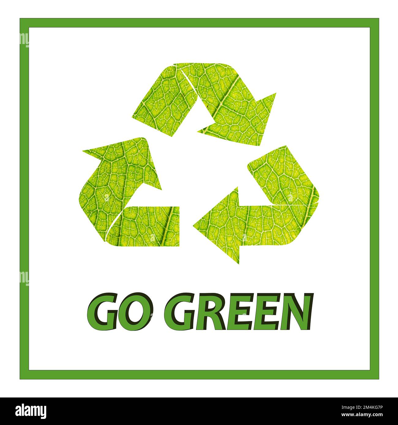 Go Green message for poster, banner and sign. Recycle Symbol. Stock Vector