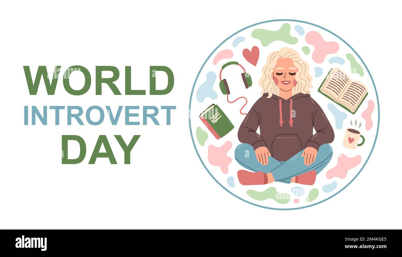 World Introvert Day. January 2. Holiday concept. Template for background, banner, card, poster. Vector EPS10 Stock Vector