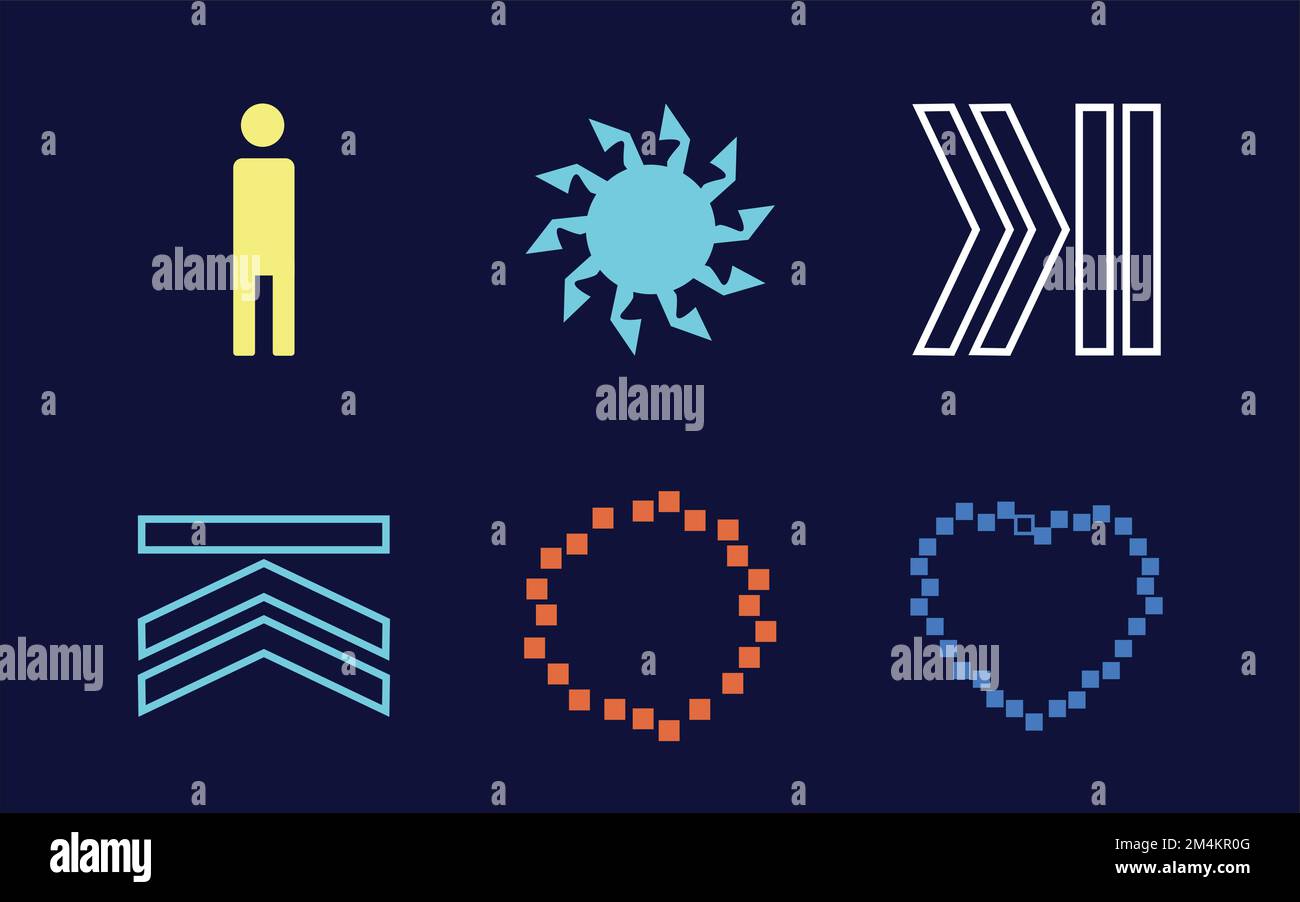 Vector set of Y2K. Rave psychedelic retro futuristic set. Objects in ...