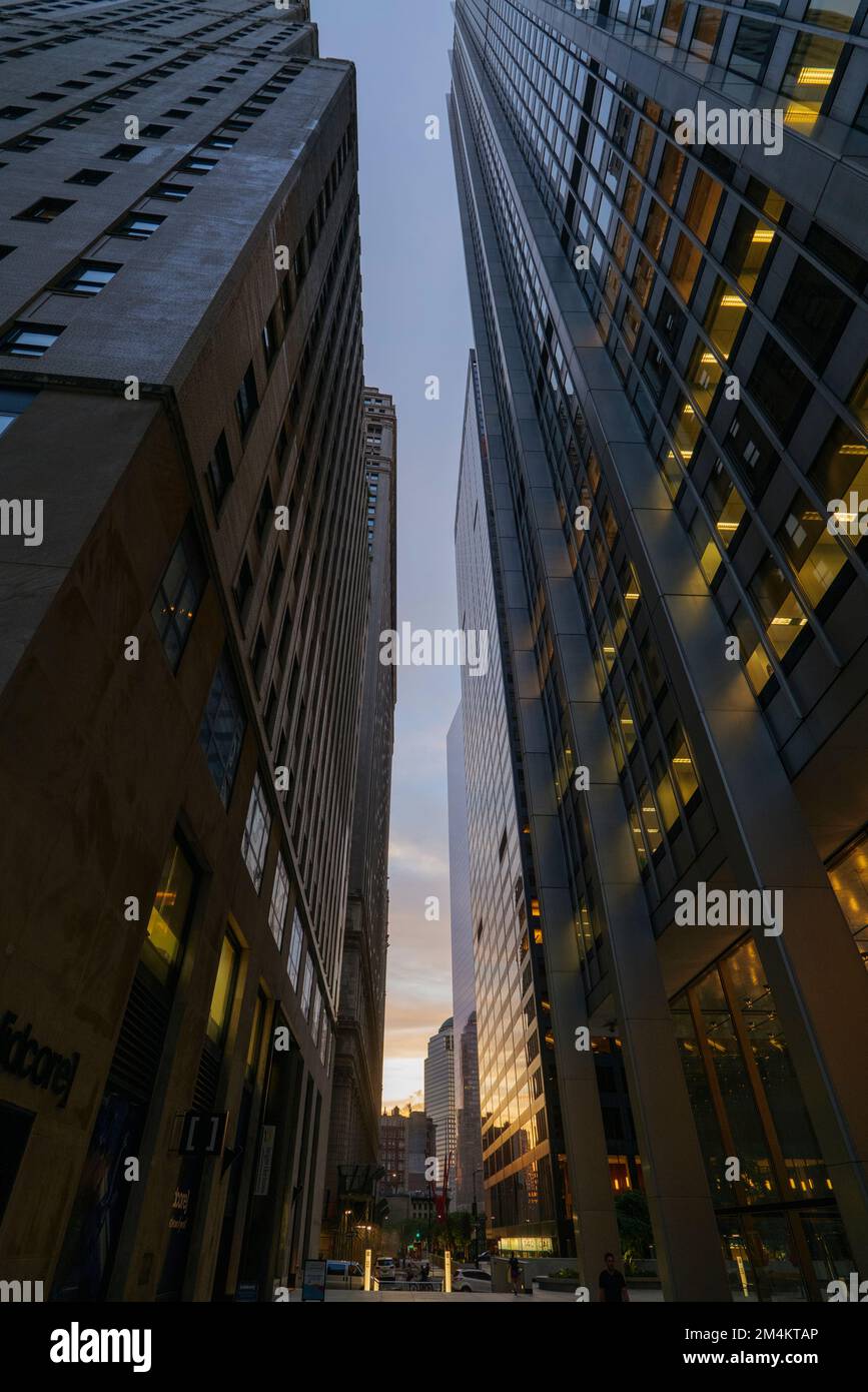 low angle view of skyscrapers in Manhattan Stock Photo - Alamy