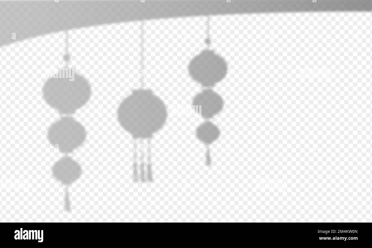 Chinese lantern shadow overlay. Transparent reflection on wall. Vector