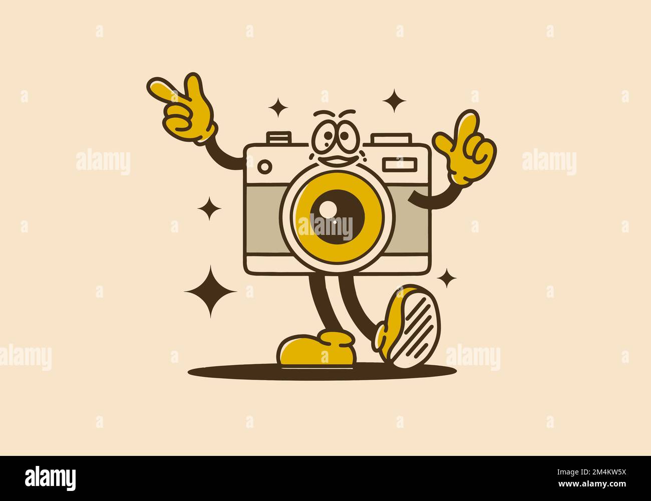 Illustration artwork design of a analog camera mascot Stock Vector