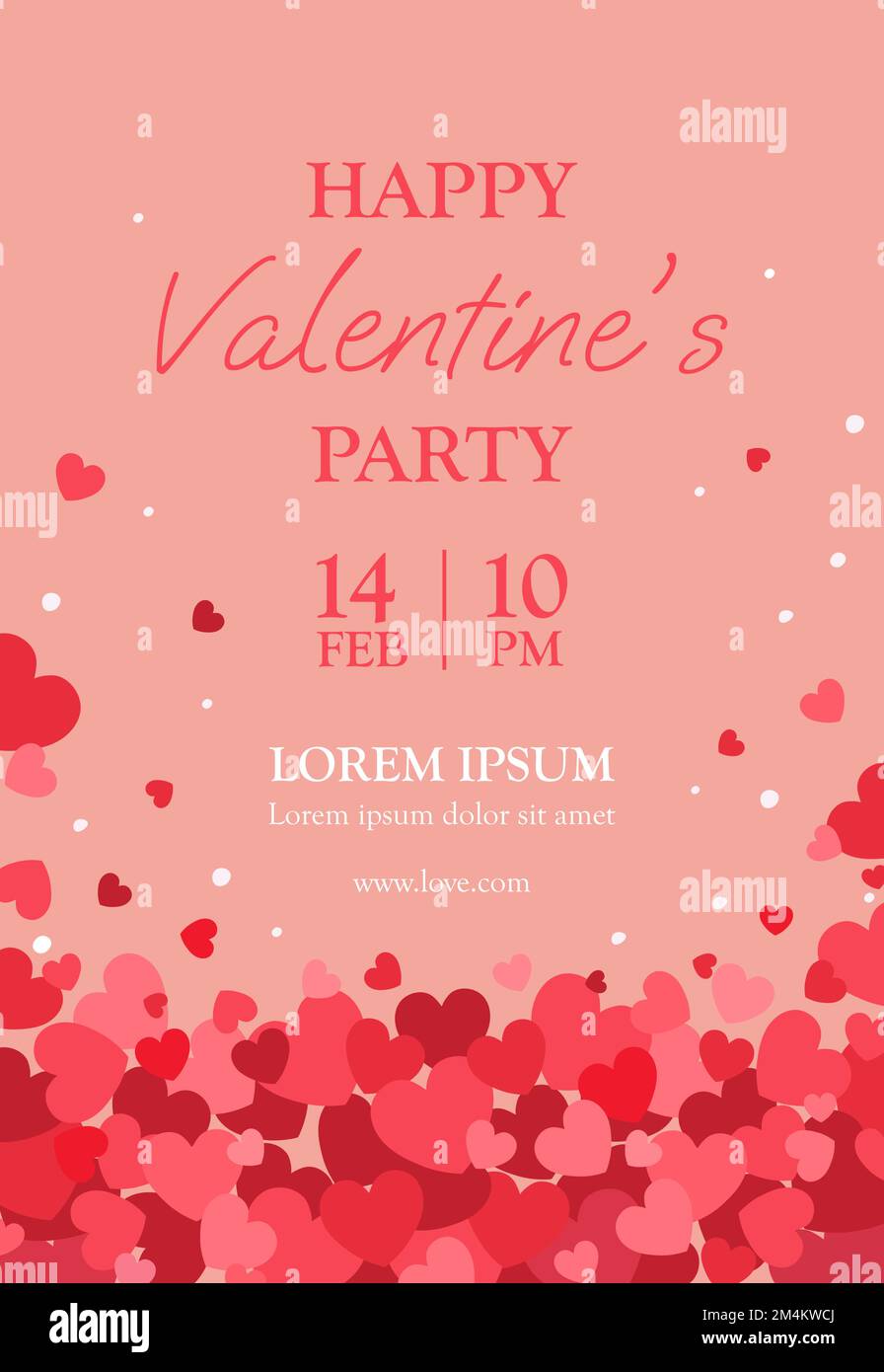 valentines day party banner with confetti hearts design Stock Vector ...