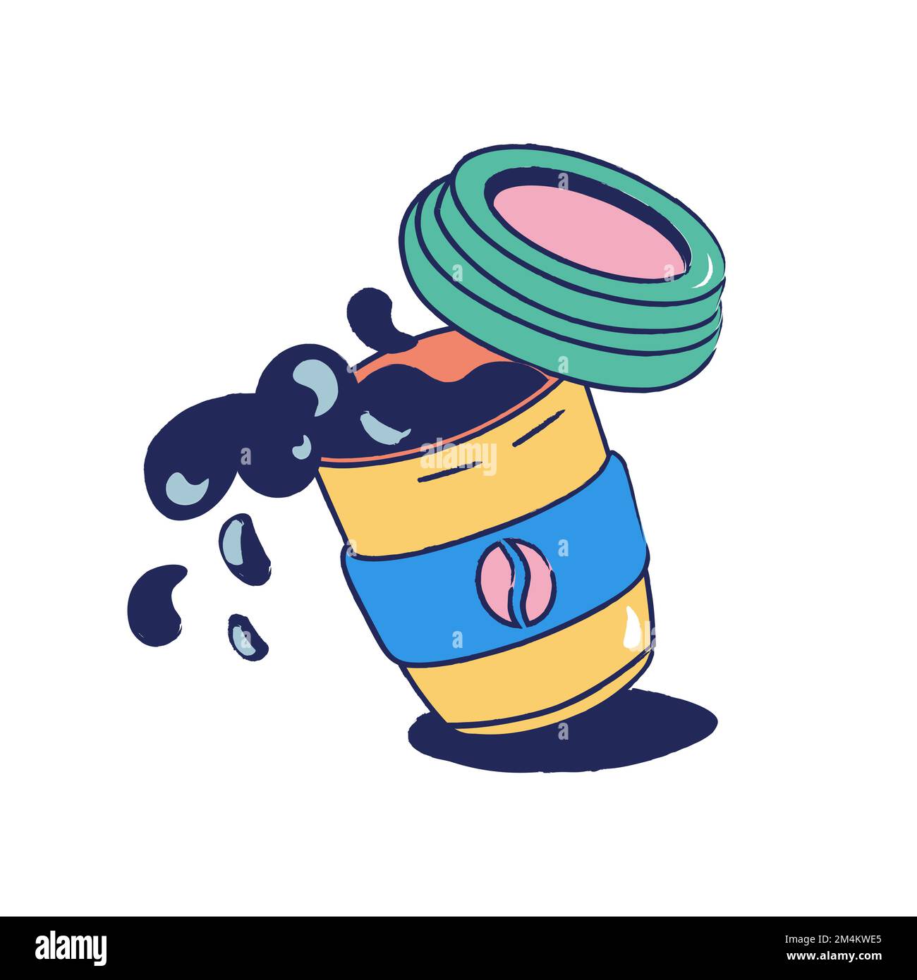 hand drawn yellow open takeaway coffee cup Stock Vector