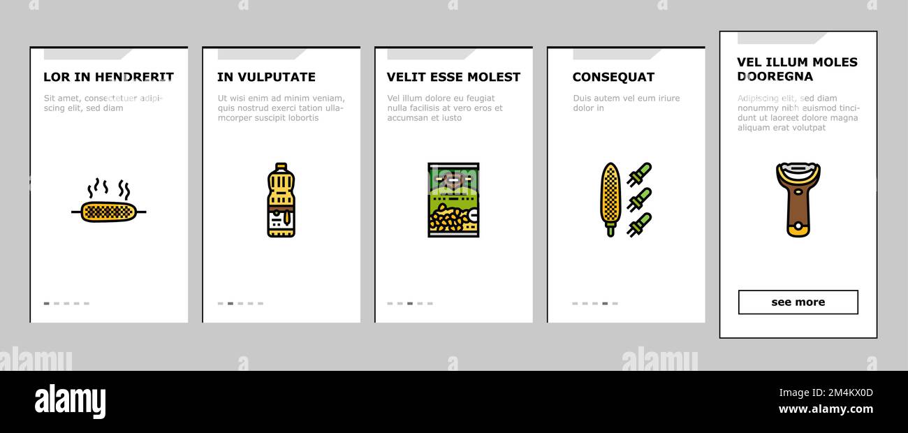 corn maize green, cob sweet onboarding icons set vector Stock Vector ...