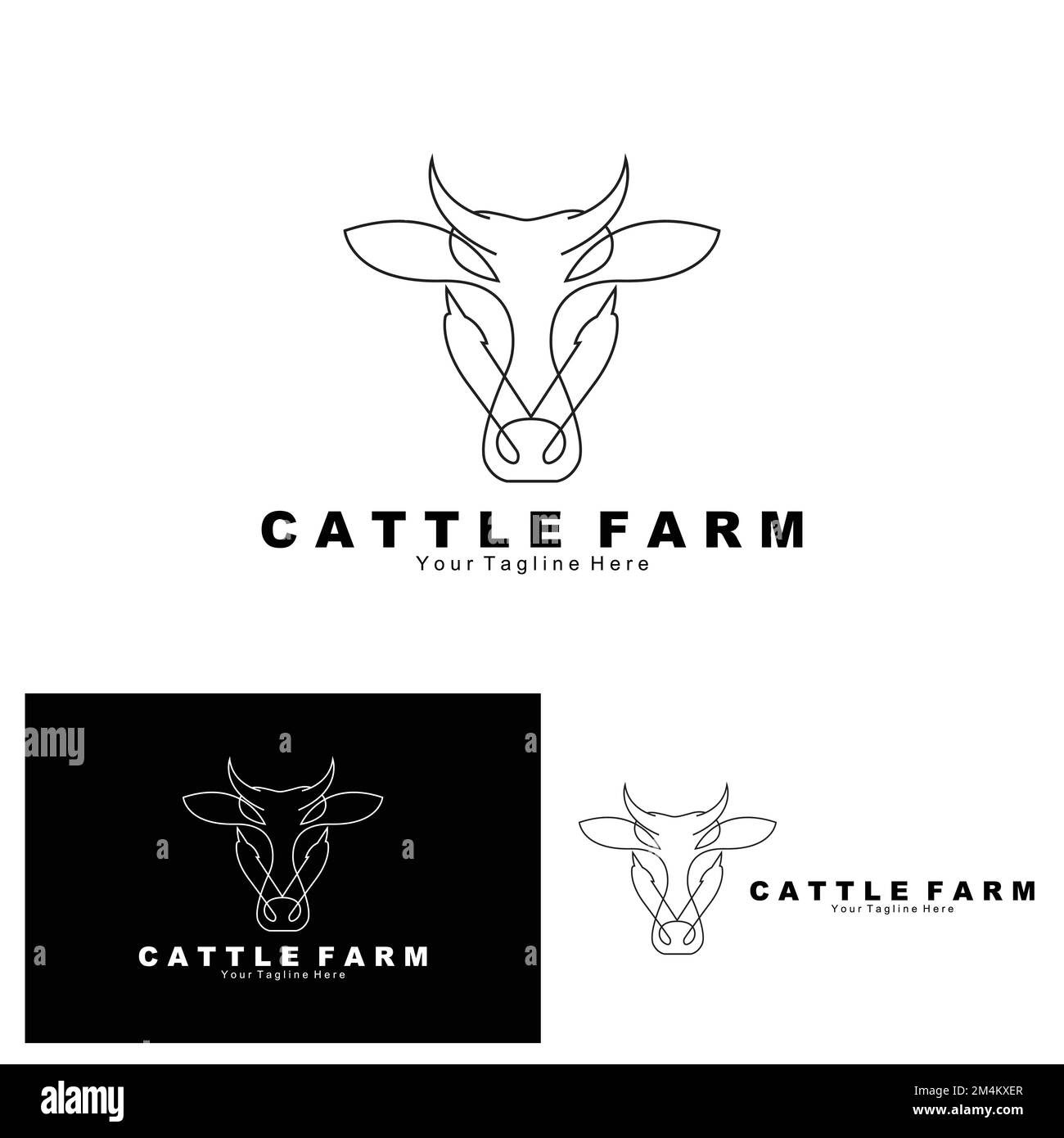 cow animal logo, cattle farm, dairy farm animal illustration design