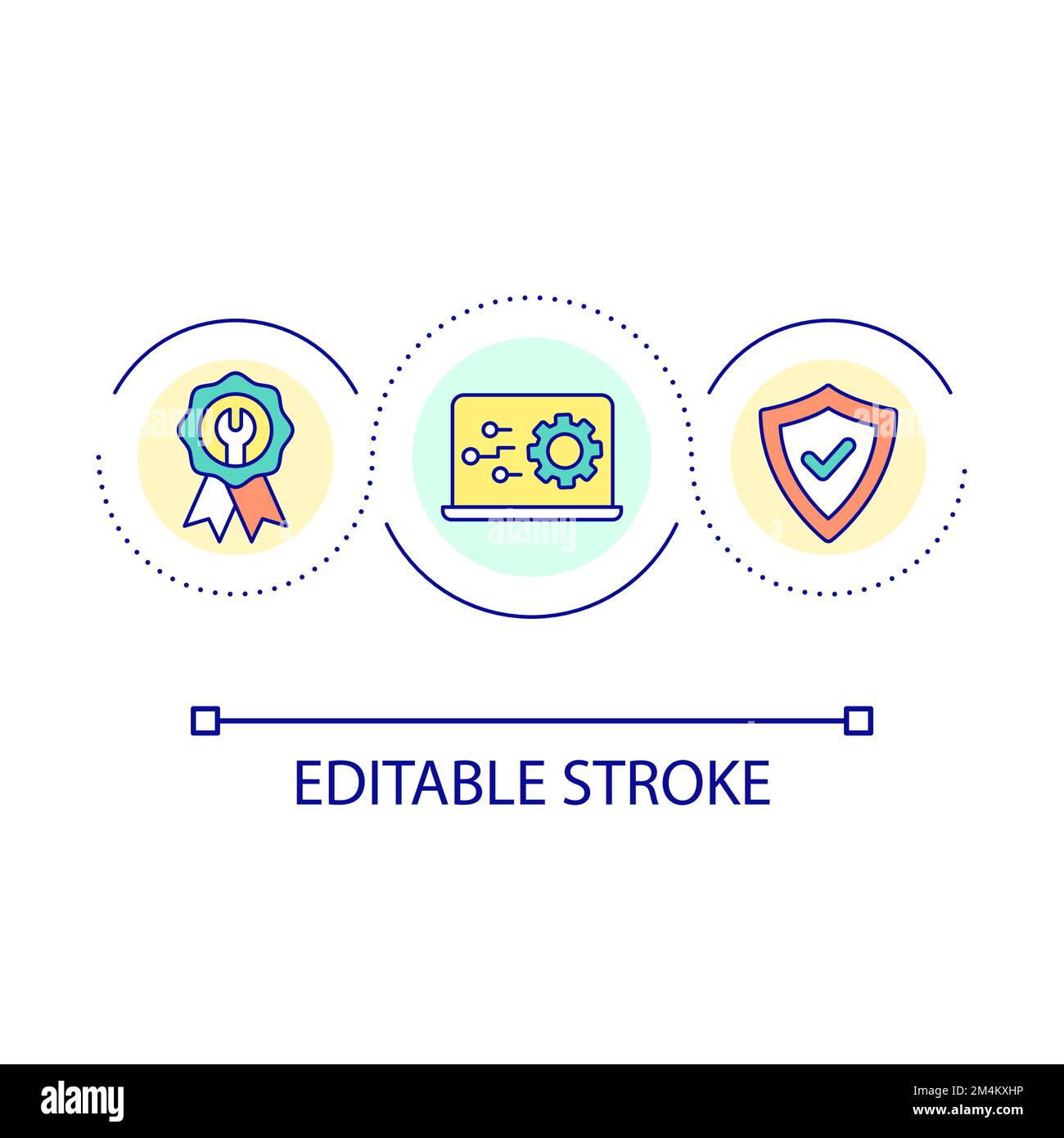 Qualified computer repair service loop concept icon Stock Vector