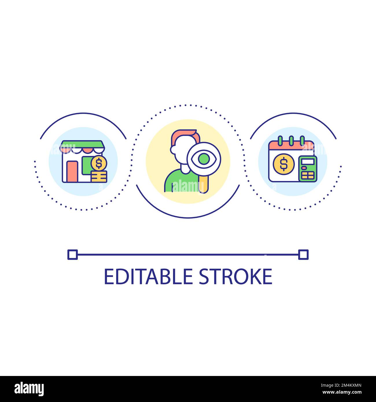 Tracking small business finances loop concept icon Stock Vector