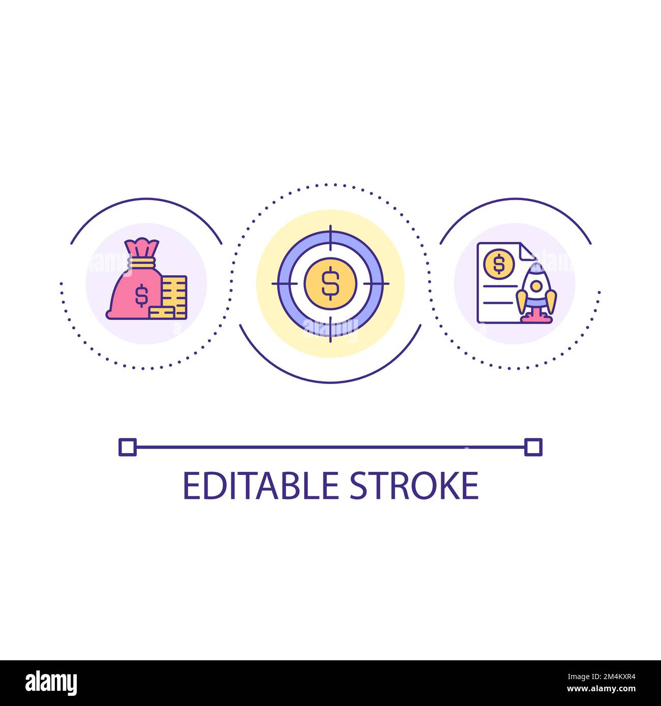Focus on financial goal loop concept icon Stock Vector
