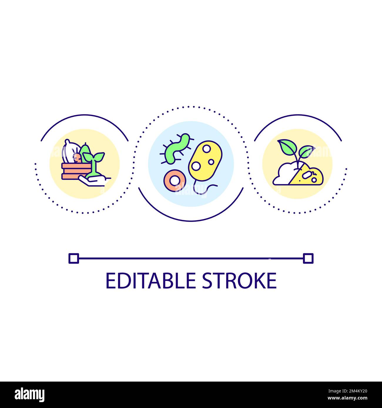 Agricultural application of microorganisms loop concept icon Stock Vector