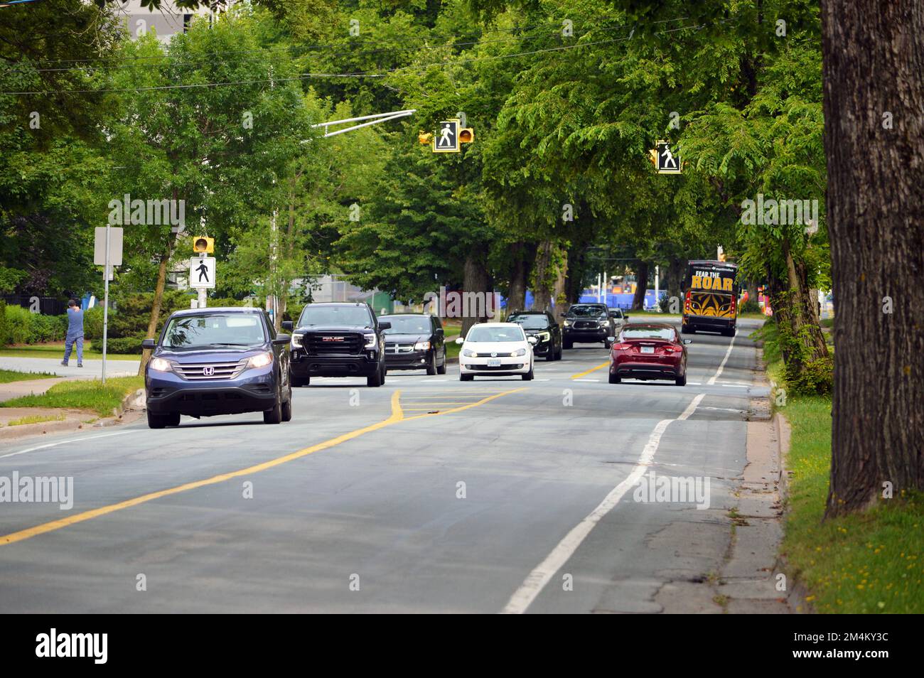 Bell Road, an urban street with painted bike lanes, in Halifax, Nova