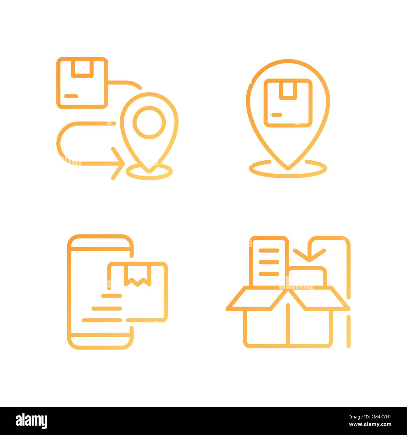 Delivery stages pixel perfect gradient linear vector icons set Stock Vector