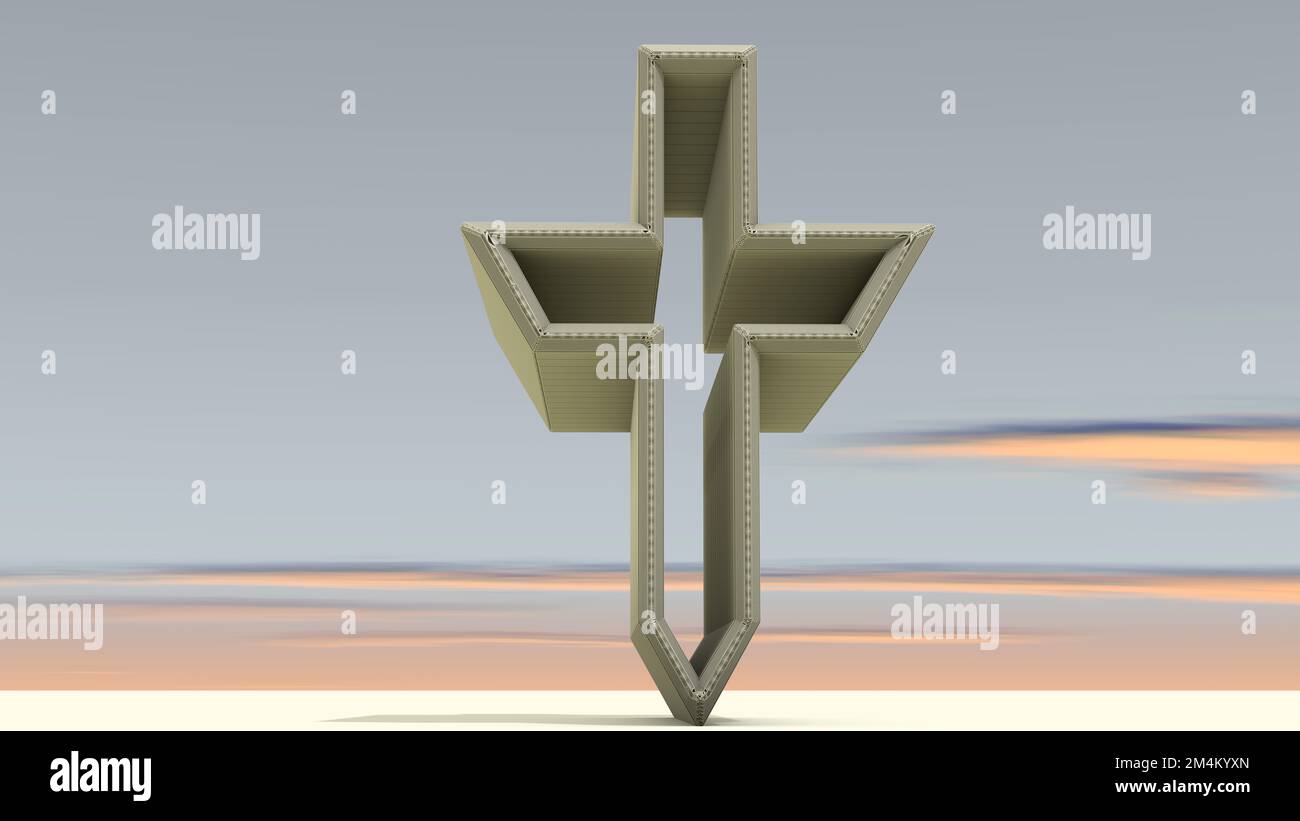 A 3D Illustration of an architectural structure based on a Christian ...