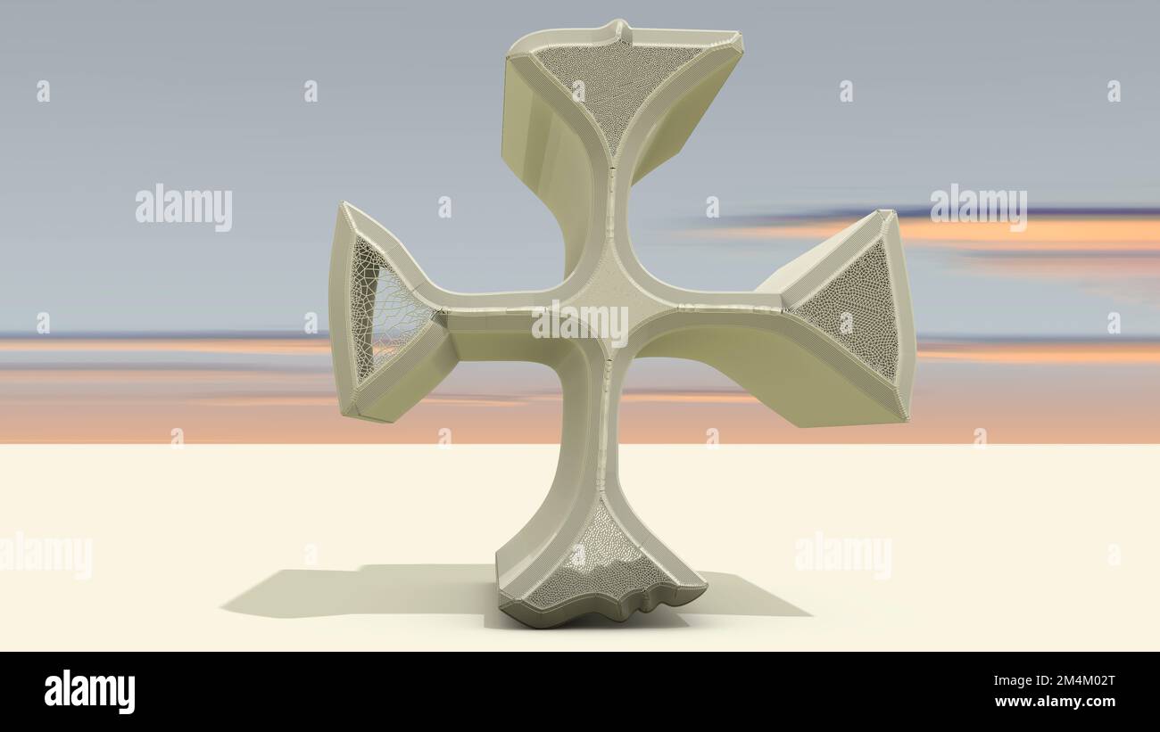 A 3D Illustration of an architectural structure based on a Christian ...