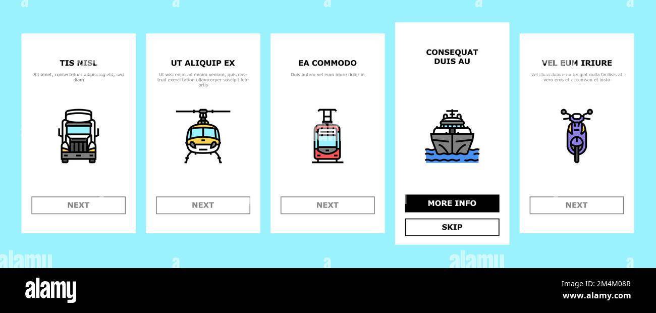 transport truck car vehicle ship onboarding icons set vector Stock ...