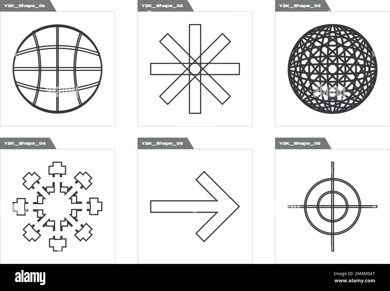 Collection of Y2K elements. Rave psychedelic retro futuristic set ...