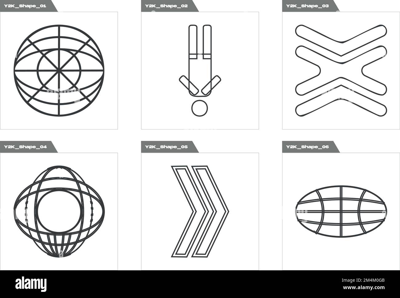 Vector Graphic Assets Set. Extraordinary Graphic Assets. Objects in y2k style. Stock Vector