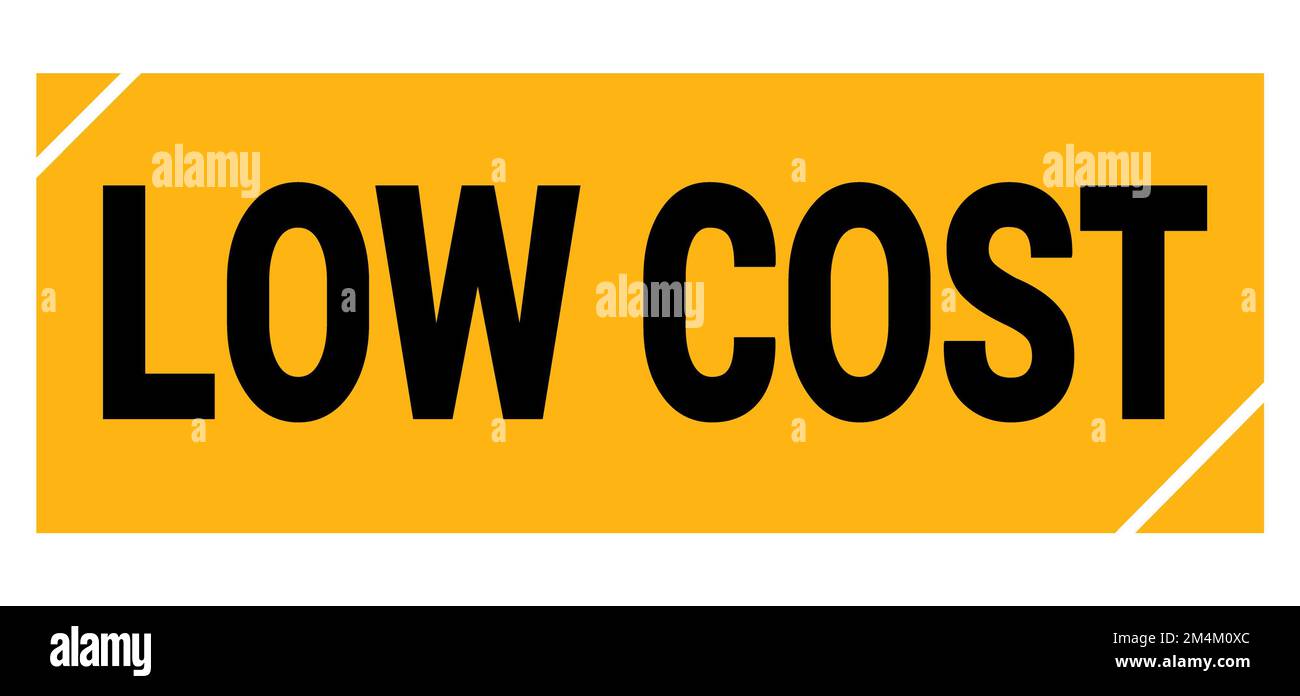 LOW COST text written on yellow-black grungy stamp sign Stock Photo - Alamy
