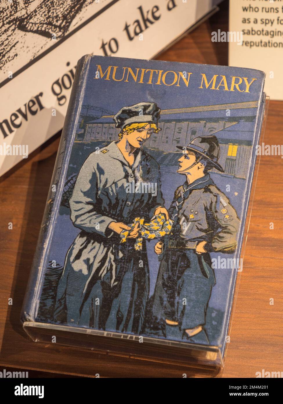 'Munition Mary', a WWI novel about a 'munitionette' uncovering a spy in the Imperial War Museum, London, UK. Stock Photo
