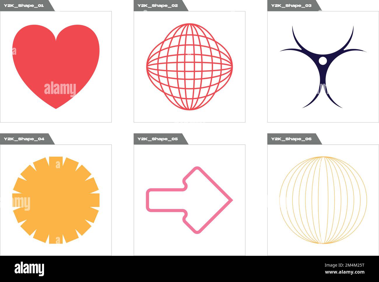 Vector set of Y2K. Rave psychedelic retro futuristic set. Objects in ...