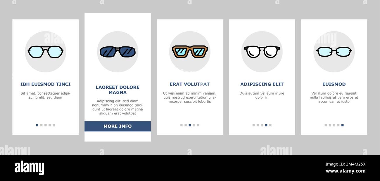 glasses optical style frame onboarding icons set vector Stock Vector ...