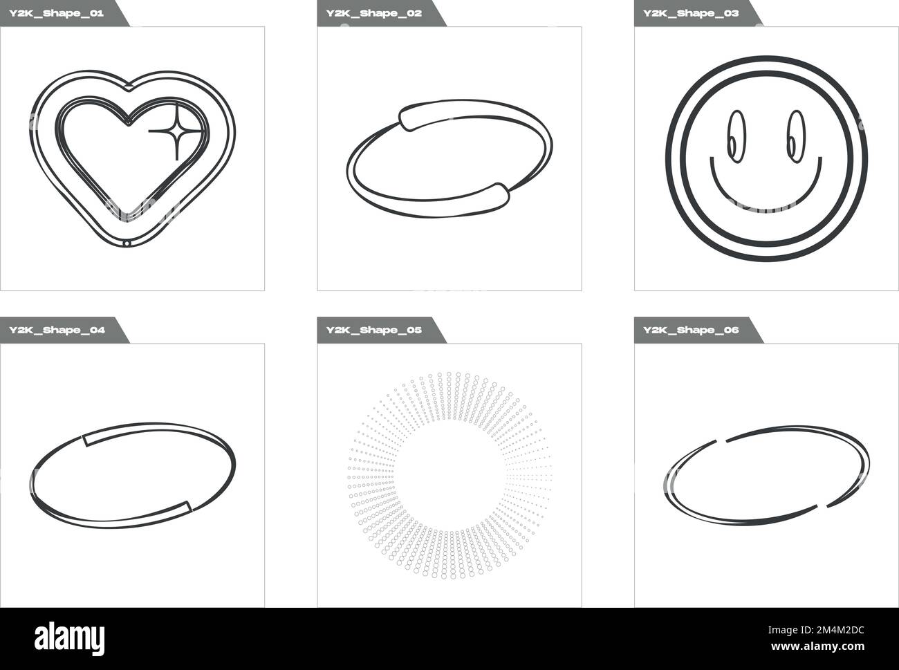 Vector set of Y2K. Extraordinary Graphic Assets. Objects in y2k style. Stock Vector