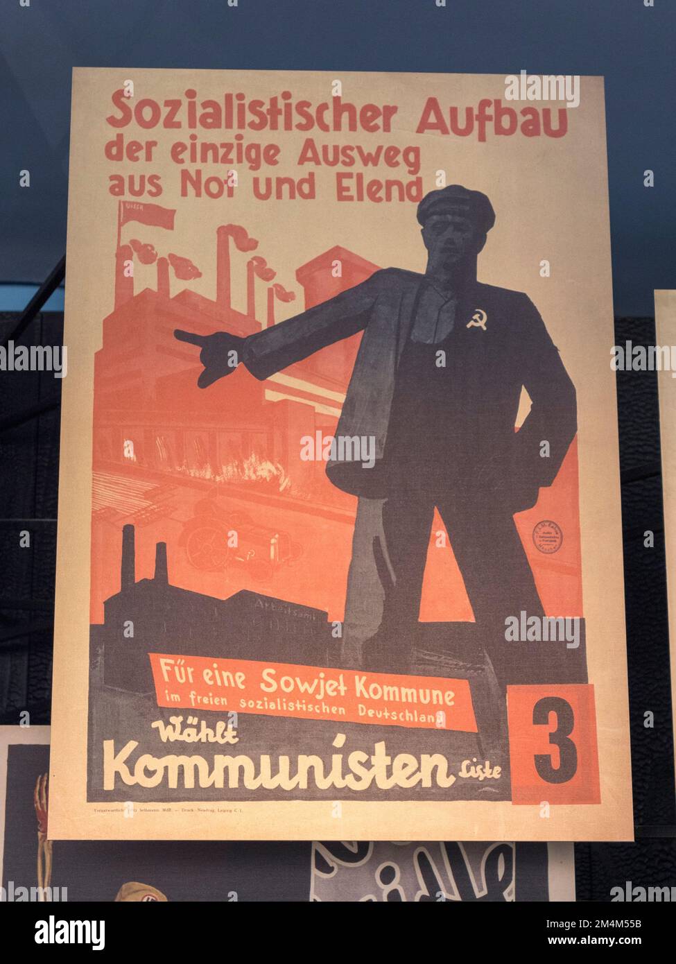 A 1930s propaganda poster from the Communist Party of Germany, Holocaust Galleries, Imperial War Museum, London, UK. Stock Photo